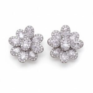 CZ FLORAL SILVER EARRINGS